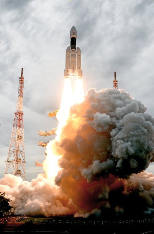 India’s Chandrayaan-2 mission launches on a GSLV Mk III vehicle from the Second Launch Pad at the Sa