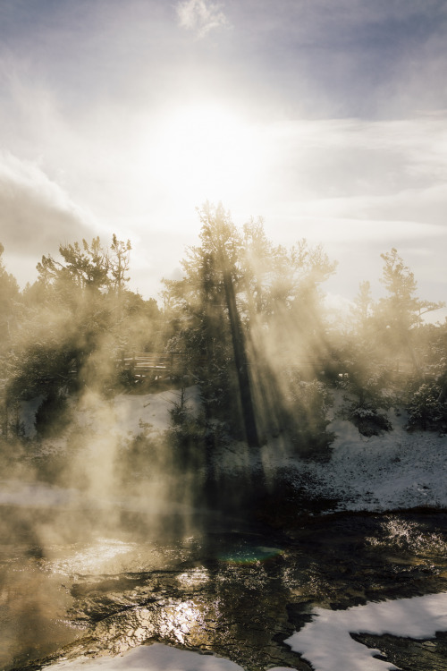 arthurchang:  Steamy Winter Scenes Mammoth Springs, Yellowstone National Park // Sony RX1r Yellowstone is pretty locked down from normal car travel during the winter time. Nevertheless, there is still endless amounts of things to see and experience. I