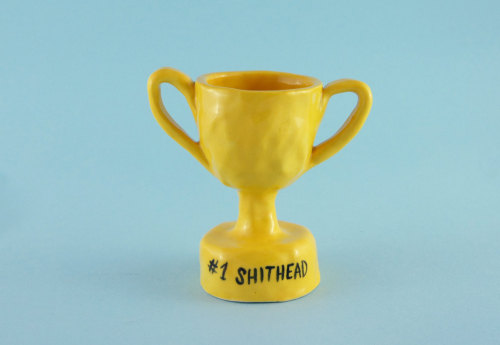 Handmade ceramic trophy: #1 shithead The perfect gift for that special someone this holiday season.