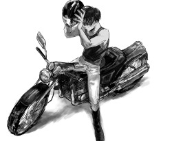 narukee:   눈_눈 on motorbike ||©ちるちる