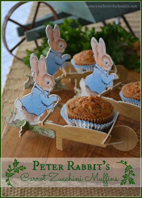 Peter Rabbit themed muffins anyone? Check out the blog, Home is Where the Boat Is, for this great re