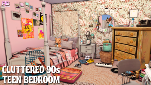 Cluttered 90s Bedroom - CC & Room Download