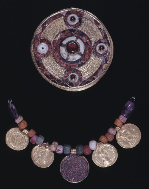 Sarre pendant and necklaceExcavated from an early Anglo-Saxon woman&rsquo;s grave at the Sarre cemet