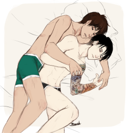 maroxo:  &ldquo;No homo&rdquo; whispers Eren, when he wakes up with a dead arm and an awkward boner. 