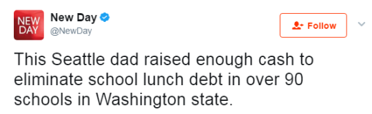 neddietrix:  destinyrush:  33-year-old Jeffery Lew, a father of three, raised over ว,000 to cover the cost of unpaid lunches in the Seattle School District, where his 8-year-old son is a student.   Source (x) Kids shouldn’t have to pay for their school