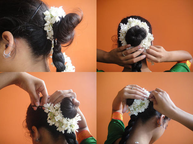 How to wear flowers in your hair. The gajra - a... - Vintage Indian Clothing