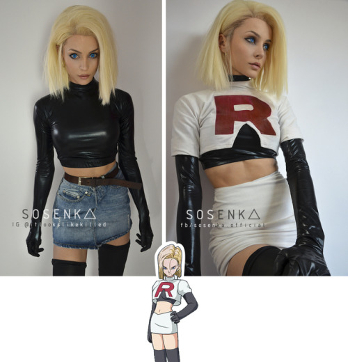 Here’s a quick crossover cosplay - Android 18 x Team Rocket :D Red Ribbon Army + Team Rocket i