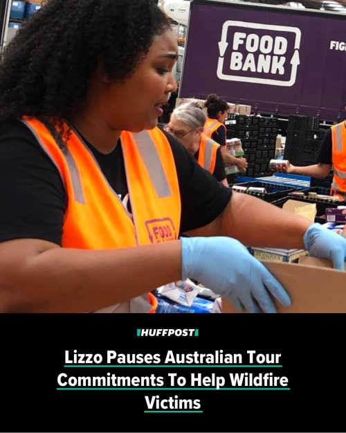 So important.  Musician Lizzo has taken a break from her gigs in Australia to lend a helping hand as