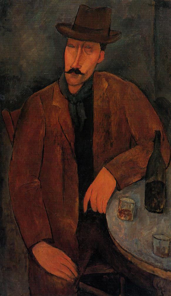 artist-modigliani:  Man with a Glass of Wine by Amedeo ModiglianiMedium: oil on canvas