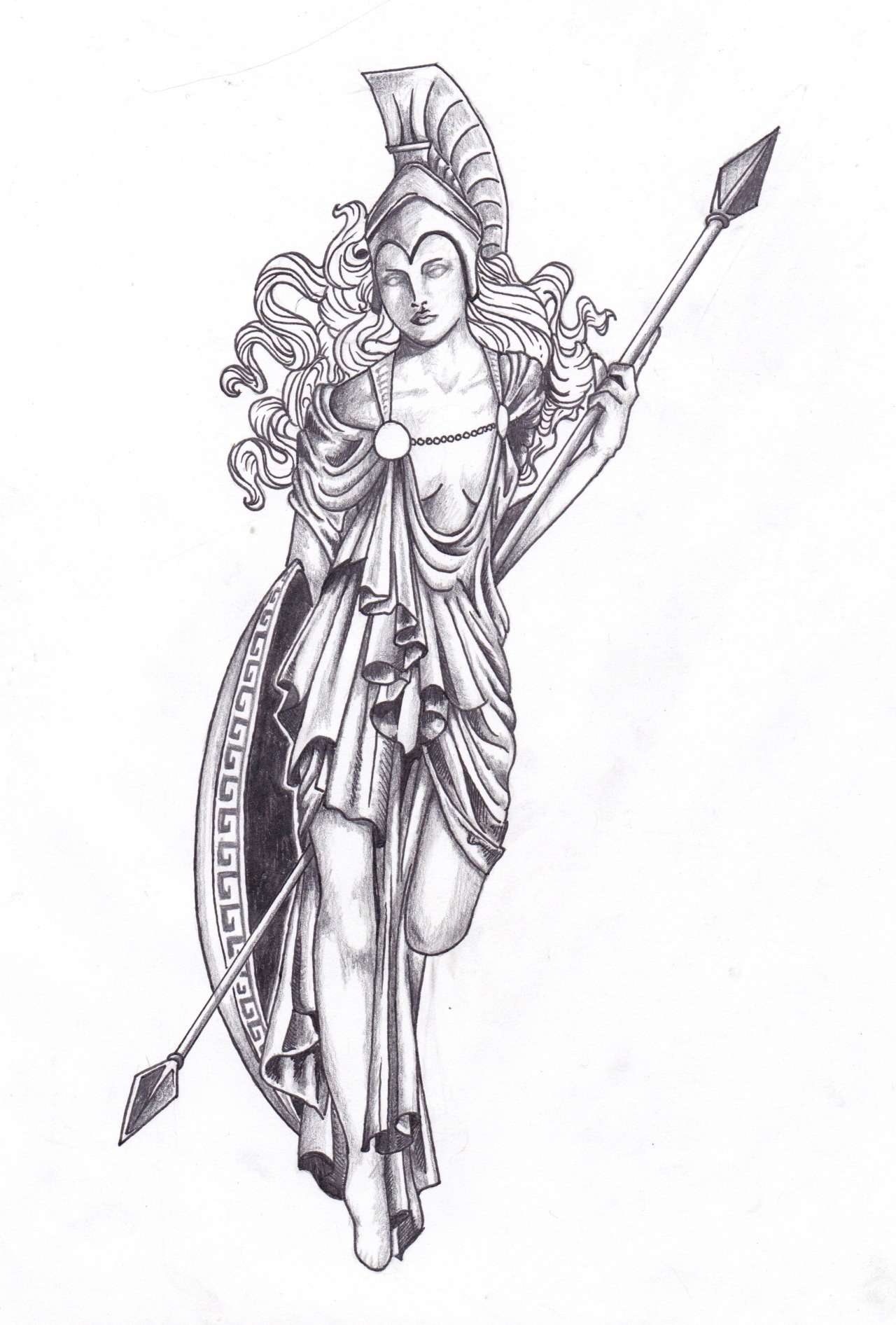 Athena statue tattoo design for a friend.