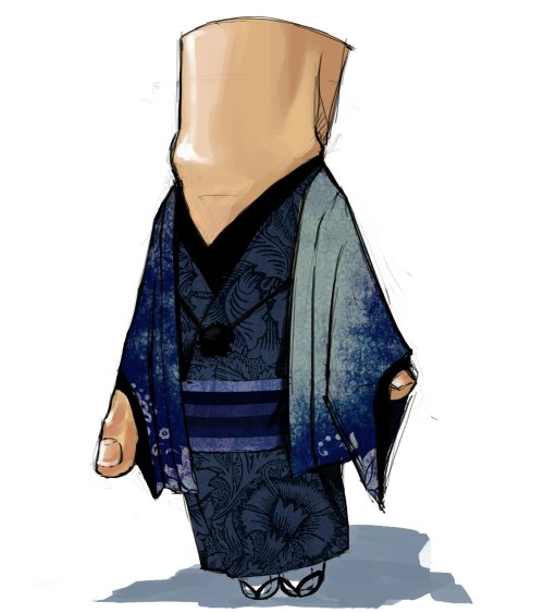 karnivil:  I saw this beautiful fanart by Matsuyama Miyabi of the Adams Family in kimono. But I was kinda sad that Thing didn’t get his own little kimono, so I drew him in one. 