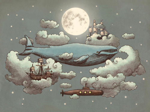 sweetest-creature: bestof-society6: ART PRINTS BY TERRY FAN The Whale  Extinction  Cloud M