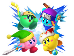 streetsahead99:  Official Artwork from Kirby Triple Deluxe for 3DS. The game has a Smash Bros.-like 4-player fighting mode. 