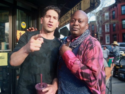 nextstopwonder:glowysweetfab:kteague:Jon Bernthal and Tituss Burgess in NYCI don’t know what’s happe