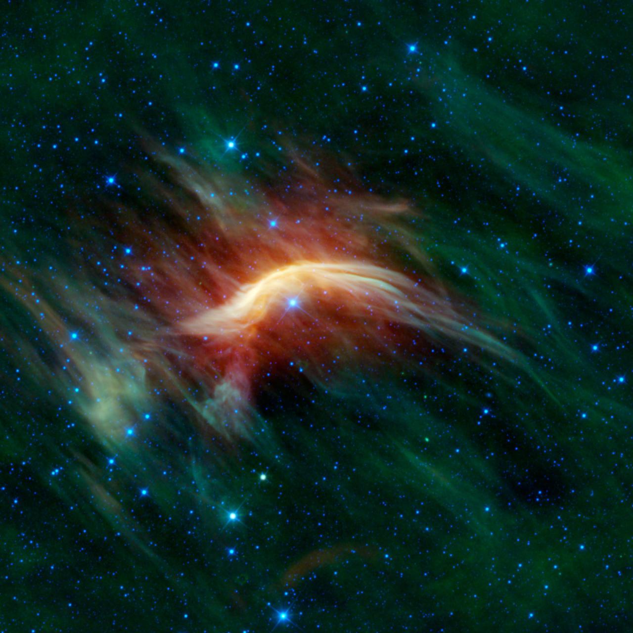 noirchrome:  just–space:  Zeta Ophiuchi  Runaway Star Plowing through Space Dust