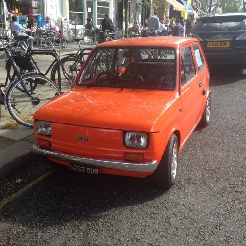 carsthatnevermadeit: Spotted in Primrose Hill, a Fiat 126 ‘Abarth’ for sale for £10,000! (at Primros