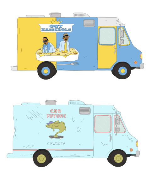 foreversean:Here are all the food truck logos I made for the new Lucas Bros. Moving Co. episode!