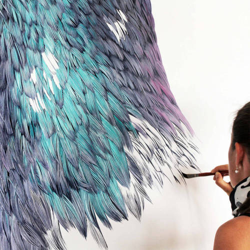 fat-birds:  npr:  culturenlifestyle:  Adele Renault Paints Incredibly Realistic Pigeon Portraits Adele Renault is an artist focused on painting stunning realistic portraits of pigeons and humans on giant murals and small canvases. This series features