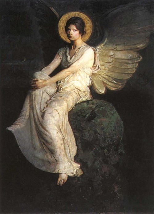 angelsinart:Thayer, Angel Seated on a Rock