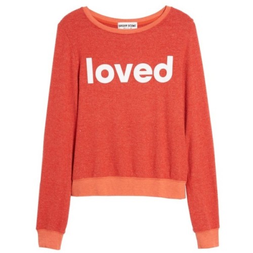 Women’s Dream Scene Loved Sweatshirt ❤ liked on Polyvore (see more red sweatshirts)