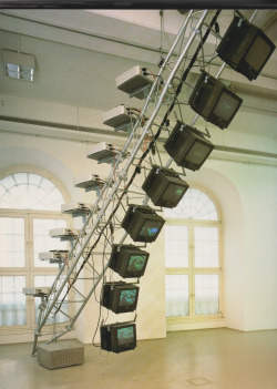 avtavr: Dara BirnbaumTransmission Tower: Sentinel1992vid. install. with projectors and nine screens 