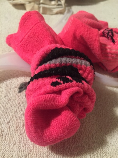 juniors4209:  Here are the socks she has been wearing to send back to the nice follower that purchas