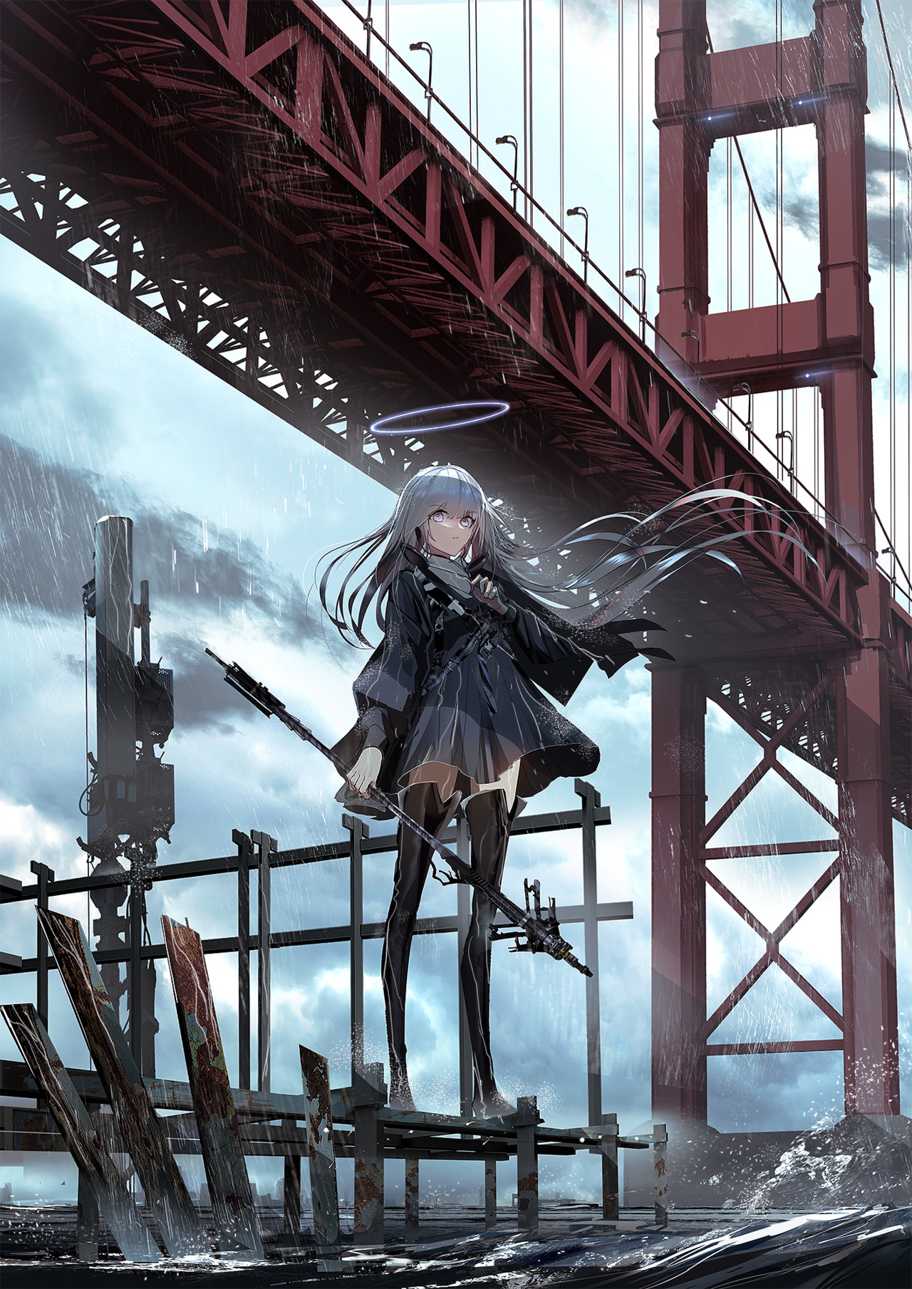 Wallpaper the sky girl clouds sunset the city home anime robots  art the camera ruins swavcoco tosk images for desktop section арт   download