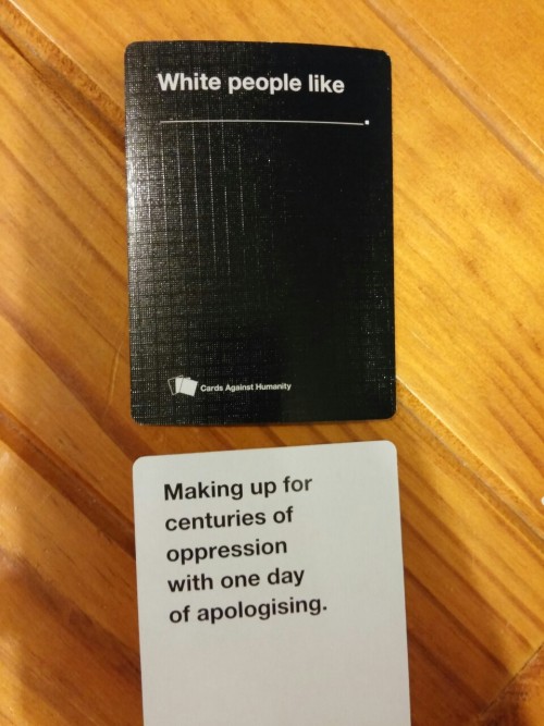 racistsgettingfired: wingardiumlevi-no-sa: The proudest I have ever been of a hand of Cards Against 