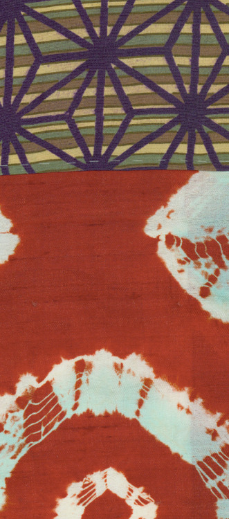 An extraordinary inner silk antique kimono - called &lsquo;dounuki&quot; - featuring bold shibori (t