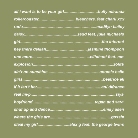 siivet:in honor of pride month; 16 songs about women who love women [2017 playlist] [spotify]  