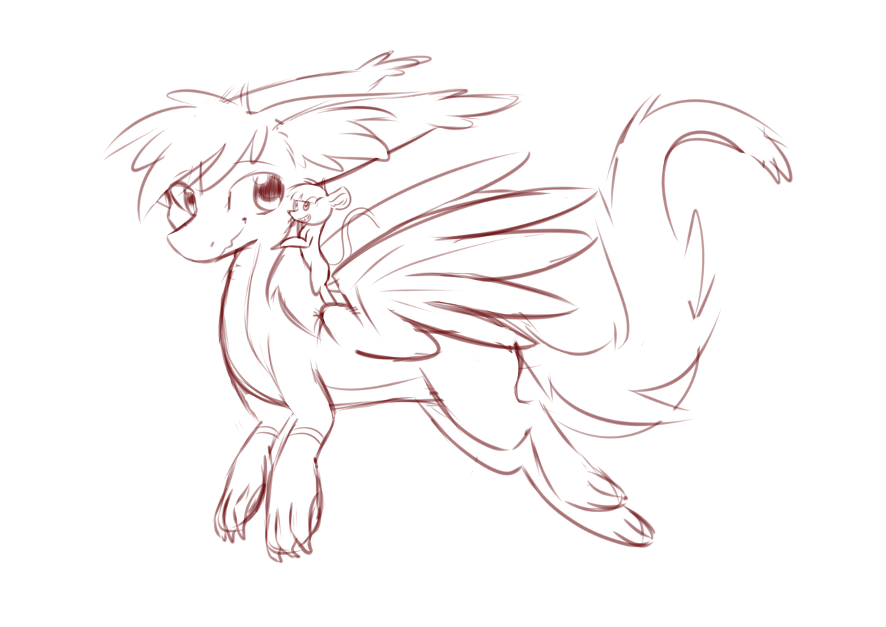 meowmavi:My Dragon and Mouse OC´s ^^ (WIP) Hope you like this little sketch^^ Cute!