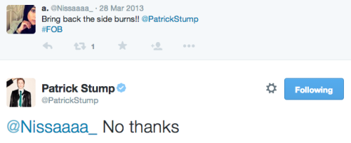 blowfob:patrick stump + sideburn negativity