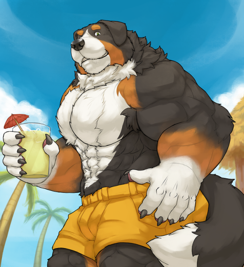 Weathers are getting cold so here is a big fluffy beach doggo with lemonade to keep things warm. And