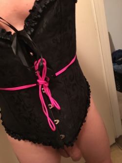 Finally in my new corset  Your dirty sissy