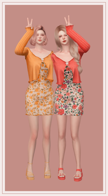 [sudal] Flower button cardigan & dress▶  All lod▶  Nomal map ▶  Dress / cardigan -25 swatch ★ Yo