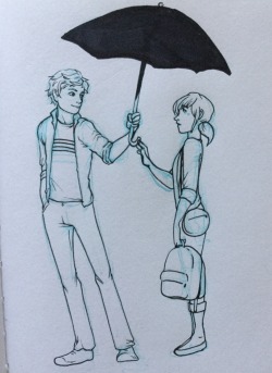 rosannedraws:  Redraw of the umbrella scene,