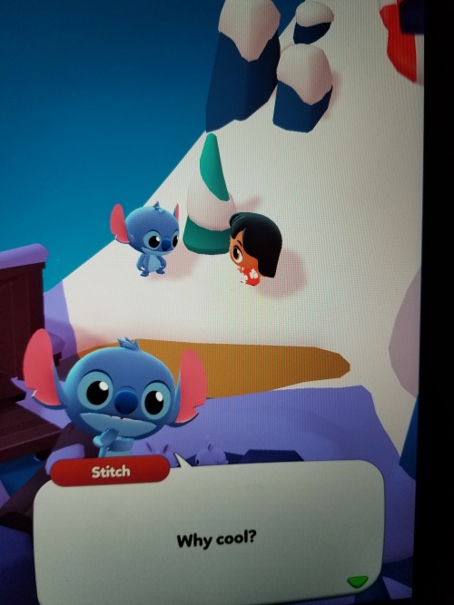 Lilo and Stitch playing King of the Hill on the snowy mountain scene from ‘Disney Getaway’More under