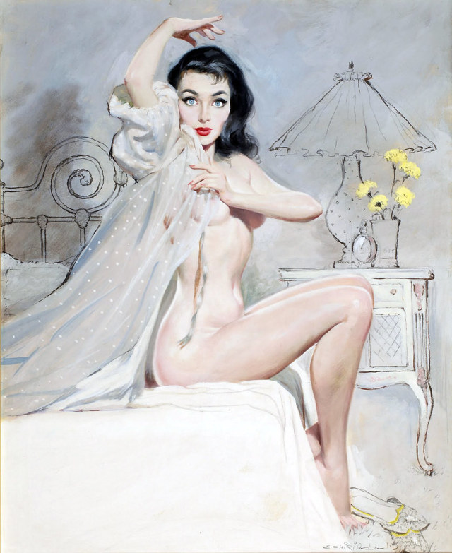 woman-in-art:Illustration by Ernest Chiriaka, 1955