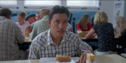 esa-mujerista:  Pedro Sánchez (Effren Ramirez) in Napoleon Dynamite (2004), directed by Jared Hess “Hello. I don’t have much to say but I think it would be good to have some holy santos back to the high school to guard the hallway and to bring us