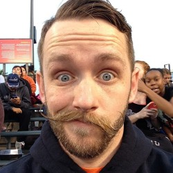 roberteugenebradley:  Mustache attack at #attpark  (at AT&amp;T Park)  Damn!  Whatta cutie! Lol