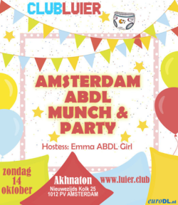 emma-abdl: emma-abdl:     Come to the Club Luier ABDL party in Amsterdam :-) Club Luier is a super cosy lovely party for everyone interested in AB, DL and age play in general. Fun times! It’s easy to reach: only 5 minutes walking from Amsterdam Central