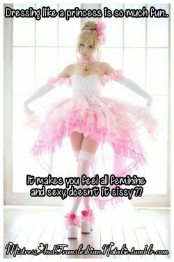 ultimatesissywannabe:  daddywantsasissy: mistressandtranslesbiannatalie: I bet you never want to take it off, do you Sissy boy? Wear the things that make you feel most girly   Omg this is adorable!