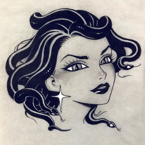 Gorgon girlfriend   Available to tattoo jandruff@gmail.com #blackandgreytattoo #medusatattoo #dallas