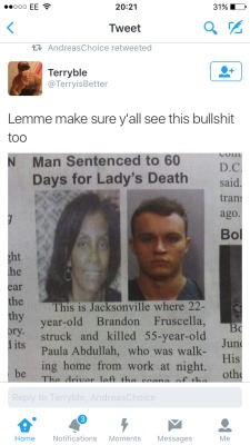 kimreesesdaughter:  extremefandomonium:  chrissongzzz:  Lemme make sure y'all see this bullshit too   When is murder a misdemeanor???  When it’s a Black woman who is the victim.