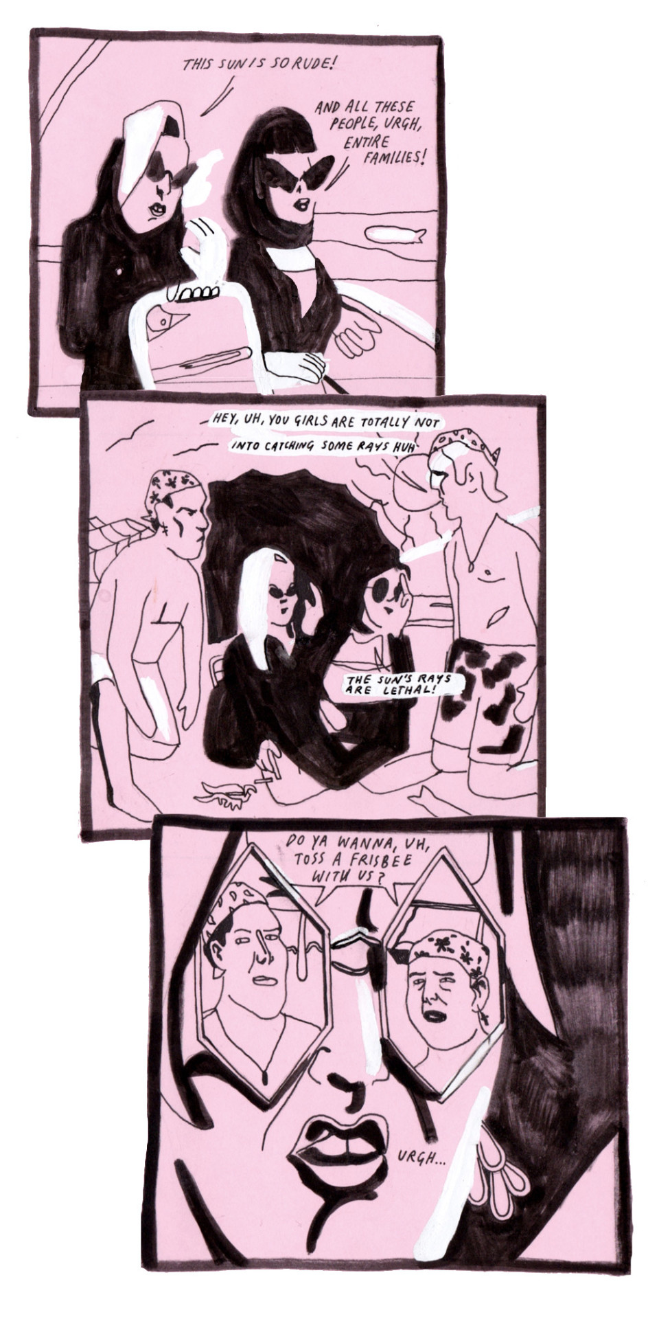 jmkecomics:  a comic about The Art School Girls of Doom that i drew on scrap paper