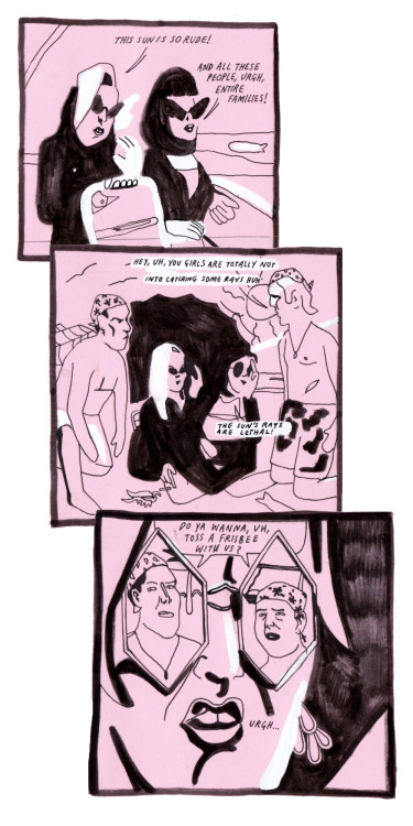 jmkecomics:  a comic about The Art School Girls of Doom that i drew on scrap paper from our fortune tellers :- ) HAPPY NEW YEAR ! 