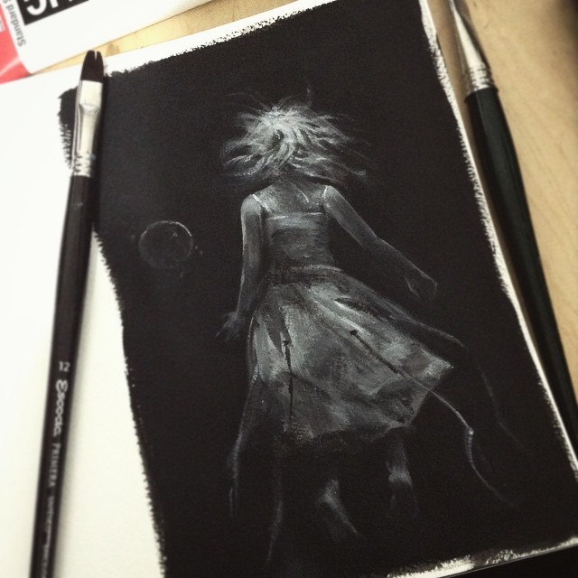 vargasni:Quick acrylic sketch, man, years have passed without using these things,