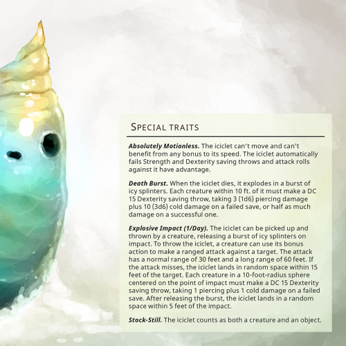 Iciclet – Tiny elemental, unalignedJust as for its blazing cousin, the pebblet, the origin and actua
