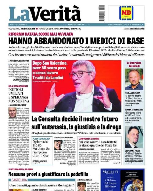 Buongiorno, ecco #LaVeritàdioggi
Riforma datata 2003 e mai avviata
Hanno abbandonato i medici di base. Arrivate le cure, gli oltre 50.000 sanitari non le somministreranno. Tra vigile attesa, protocolli sbagliati, mancate visite e ruolo secondario nei...