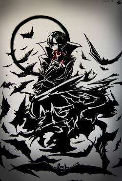 lance-corporal-levis-wife:  I have a huge SnK Halloween painting in preparation, but I won’t make in in time T-T it’s so sad. at least: Vampire Levi 